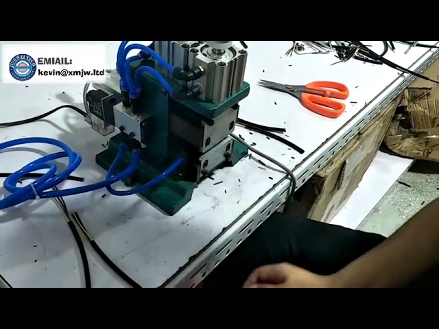 เครื่องปอกสายไฟนิวเมติกกึ่งอัตโนมัติ 3F 4F สำหรับ AWG#32-16 พร้อมบิดเกลียว