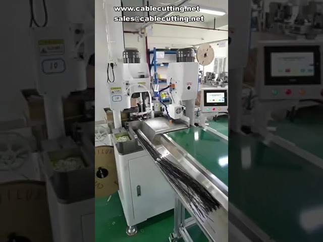 เครื่องตัดสายไฟและย้ำหัวเทอร์มินอลอัตโนมัติแบบสองหัว เซอร์โวครบวงจร | Full Servo Double Head Terminal Machine
